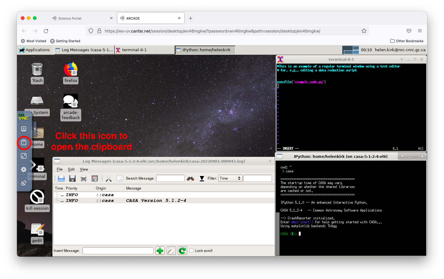 Desktop with Clipboard Menu
